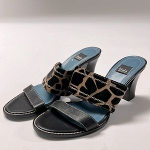 Biala slip on black and animal pattern sandal